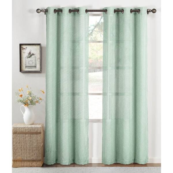 Window Elements Nubby Linen Blend 84-inch Grommet Curtain Panel (Set of ...