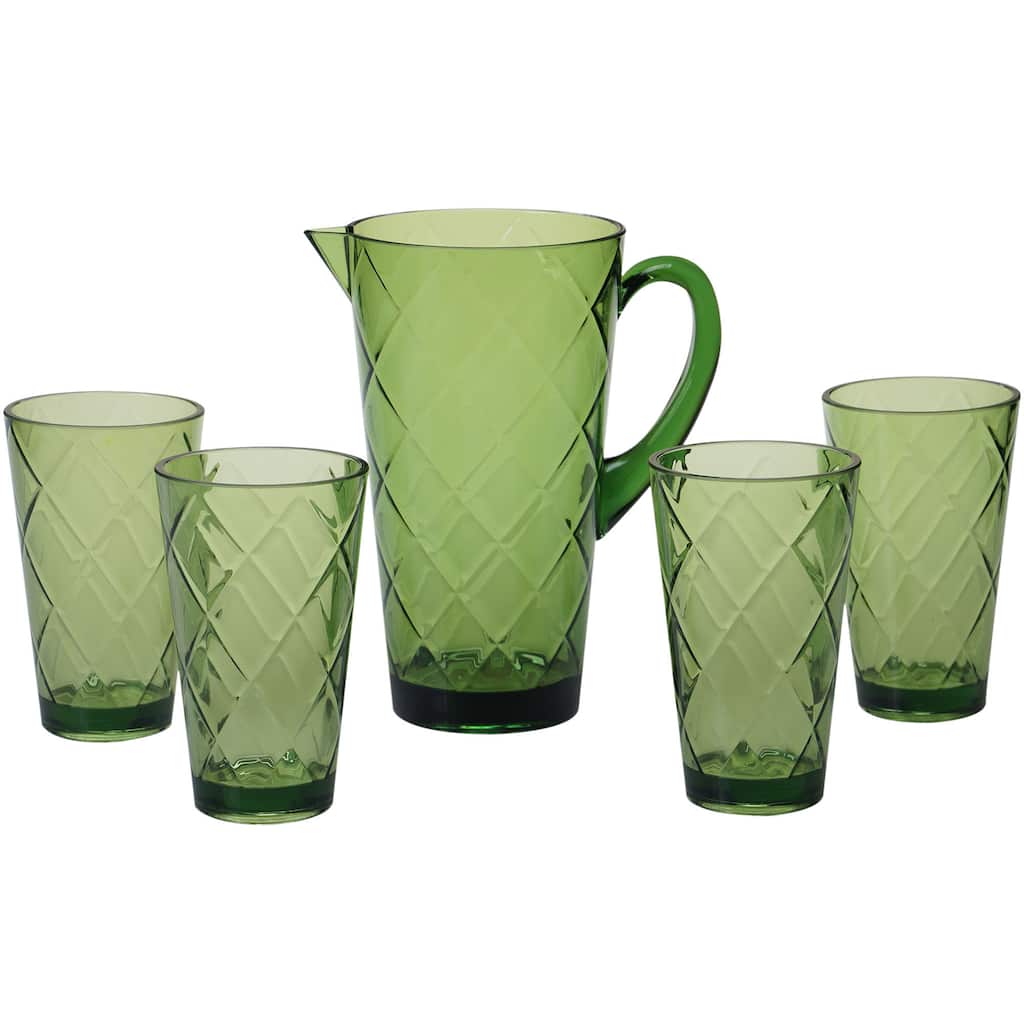 Certified International Green Diamond Acrylic Drinkware (Pack of 5)
