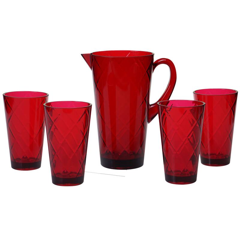 Certified International 5-piece Ruby Diamond Acrylic Drinkware Set