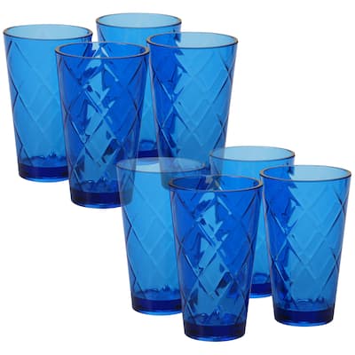 Certified International Diamond Cobalt Blue Acrylic 20-ounce Ice Tea Glasses (Pack of 8)