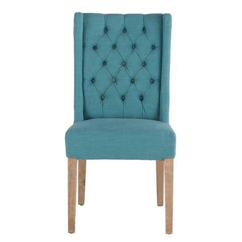 Chloe Set of 2 Teal Linen Dining Chairs