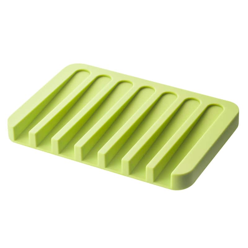 Flow White/ Pink/ Green/ Black Self Draining Silicone Soap Tray by Yamazaki Home