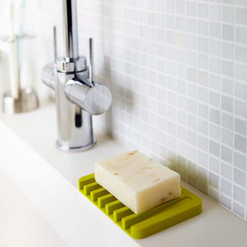 Flow White/ Pink/ Green/ Black Self Draining Silicone Soap Tray by Yamazaki Home