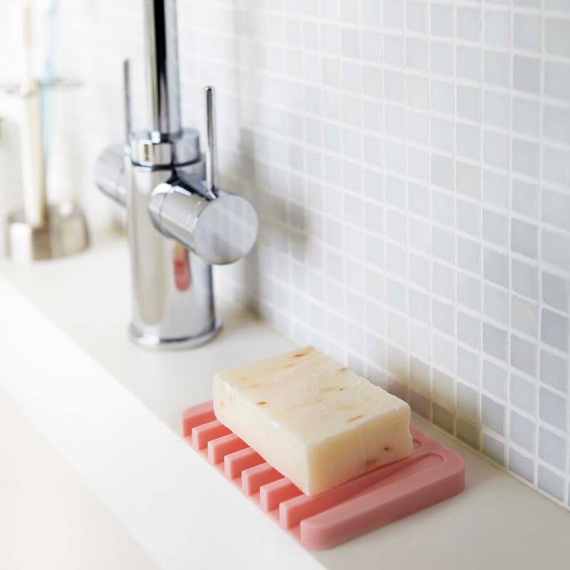 Flow White/ Pink/ Green/ Black Self Draining Silicone Soap Tray by Yamazaki Home