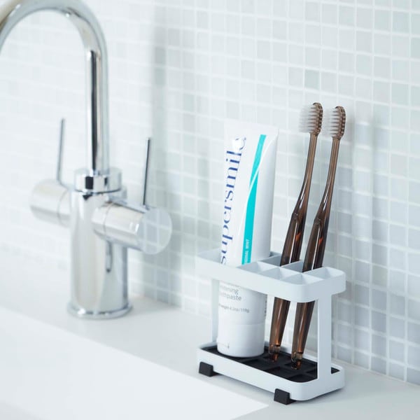 Tower White/ Black Steel Toothbrush Stand by Yamazaki Home