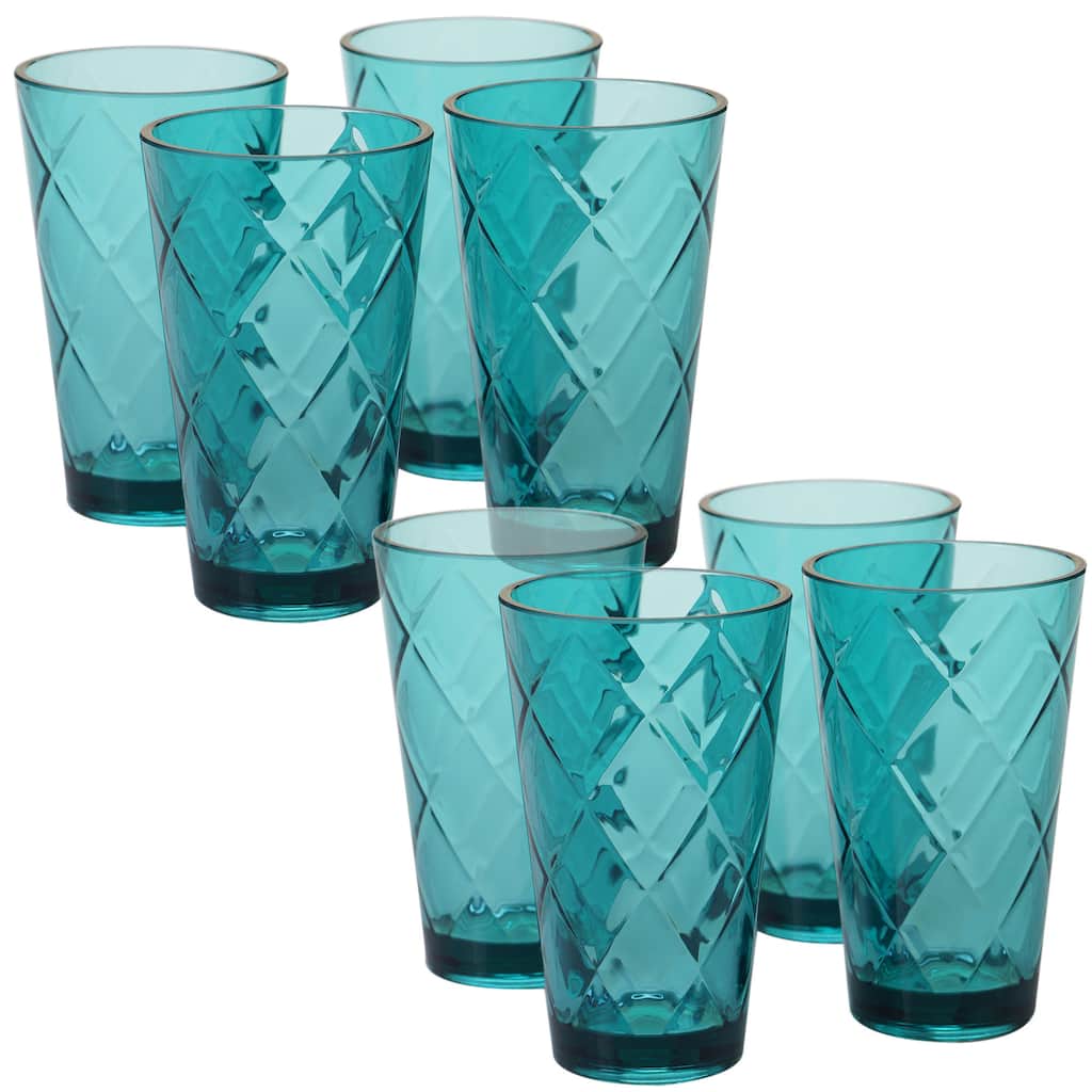 Certified International Teal Diamond Acrylic 20-ounce Ice Tea Glass (Pack of 8)