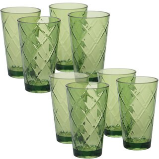 Acrylic Highball Drinking Glasses Tumbler Cups Set of 8 14 And 16 OZ BPA Free 