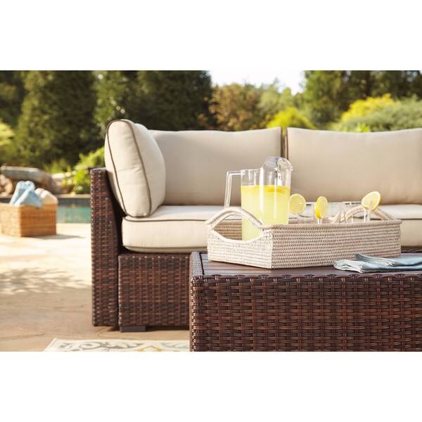 Shop Black Friday Deals On Loughran Brown Outdoor Sectional Set On Sale Overstock 14174277