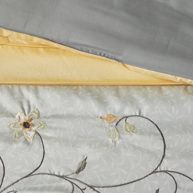 Madison Park Belle Yellow 7 Piece Embroidered Comforter Set
