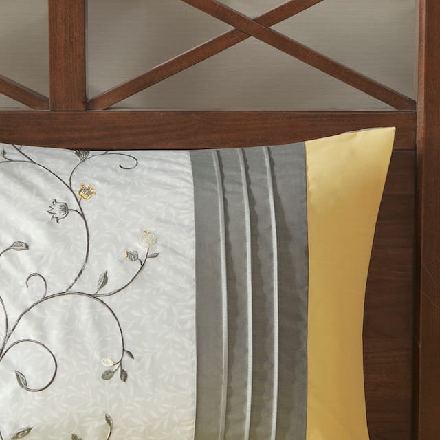 Madison Park Belle Yellow 7 Piece Embroidered Comforter Set