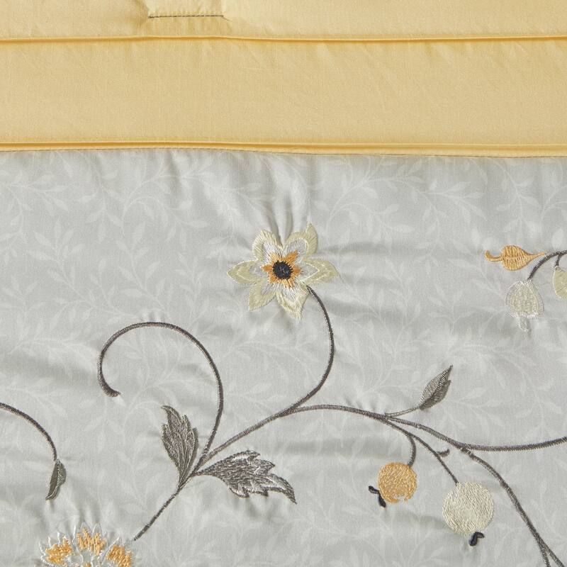 Madison Park Belle Yellow 7 Piece Embroidered Comforter Set