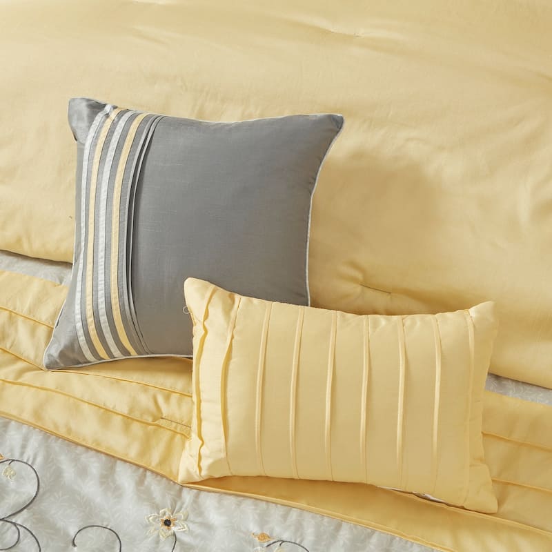 Madison Park Belle Yellow 7 Piece Embroidered Comforter Set