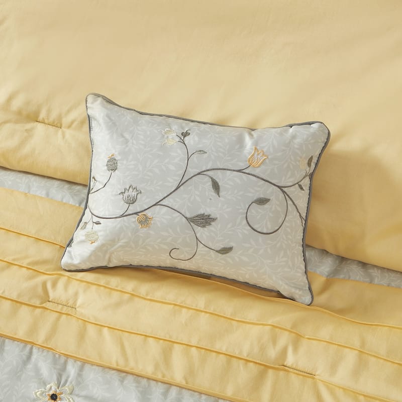 Madison Park Belle Yellow 7 Piece Embroidered Comforter Set