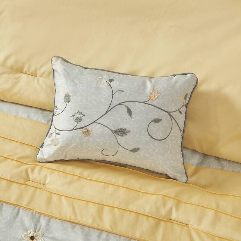 Madison Park Belle Yellow 7 Piece Embroidered Comforter Set