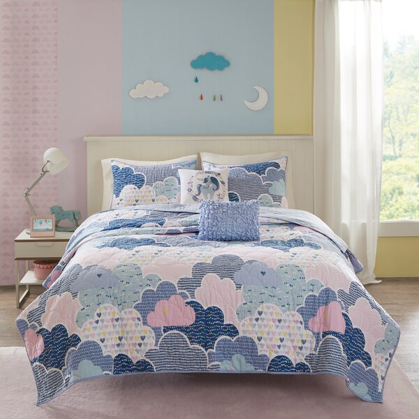 Urban Habitat Kids Bliss Blue Cotton Printed Coverlet Set