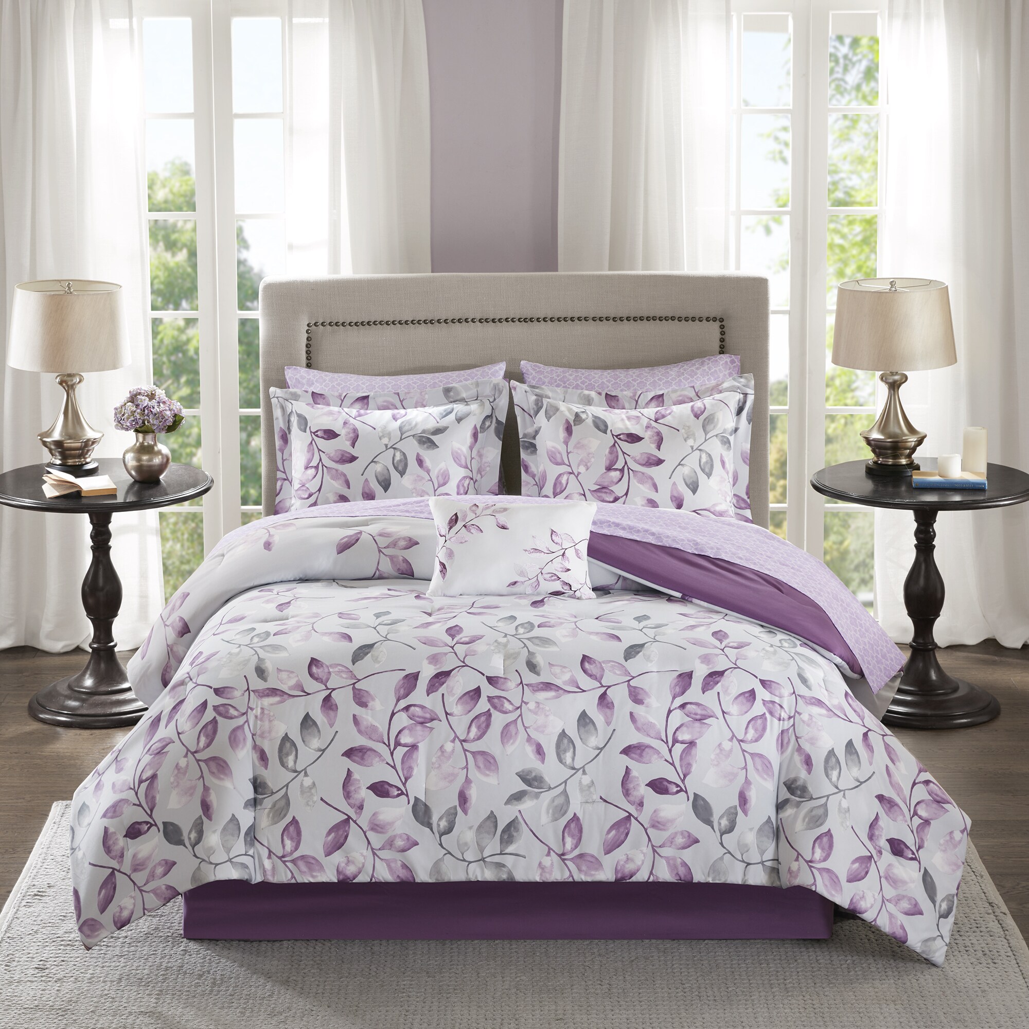 Shop Madison Park Essentials Eden Purple Printed Complete Comforter And Cotton Sheet Set On Sale Overstock 14174428