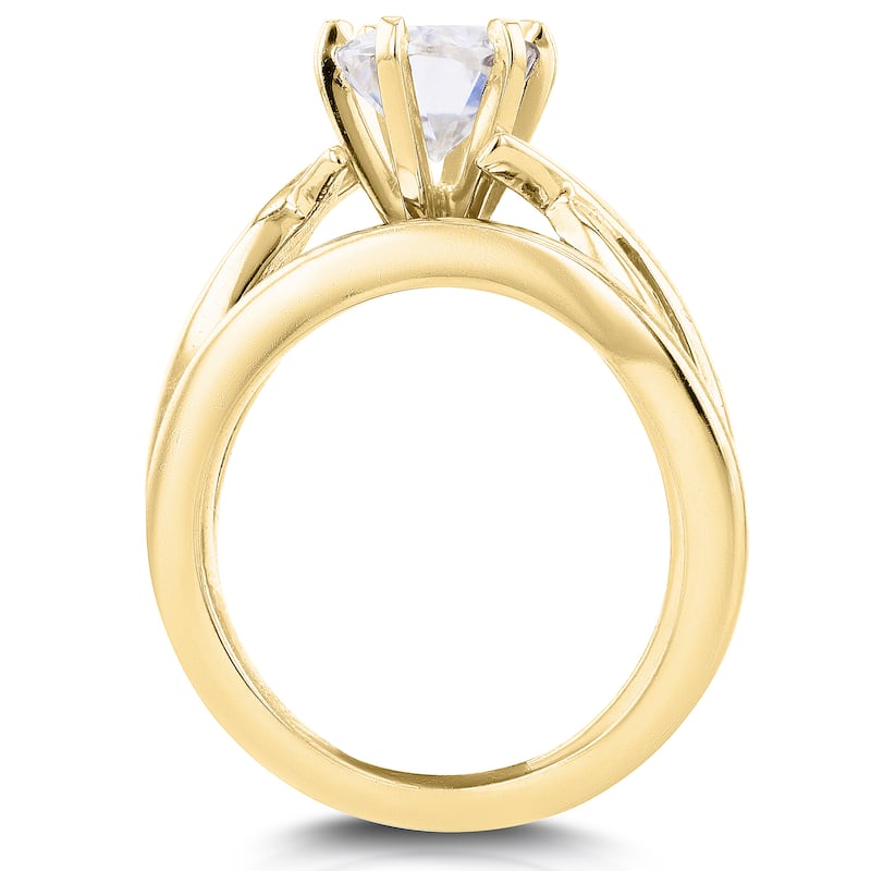 Annello by Kobelli 14k Yellow Gold Oval 1 1/2ct Forever One DEF Moissanite Solitaire Bridal Set