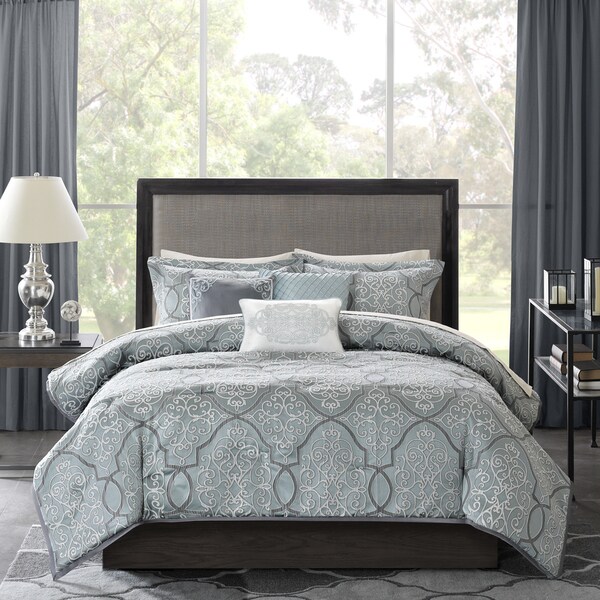 Madison Park Anouk Blue 6 Piece Jacquard Duvet Cover Set