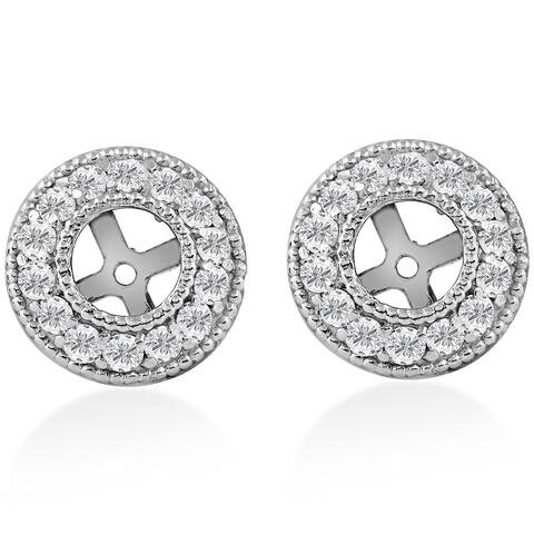14k White Gold 1/2 ct TDW Diamond Earring Jackets Fit 1/2ct Stones