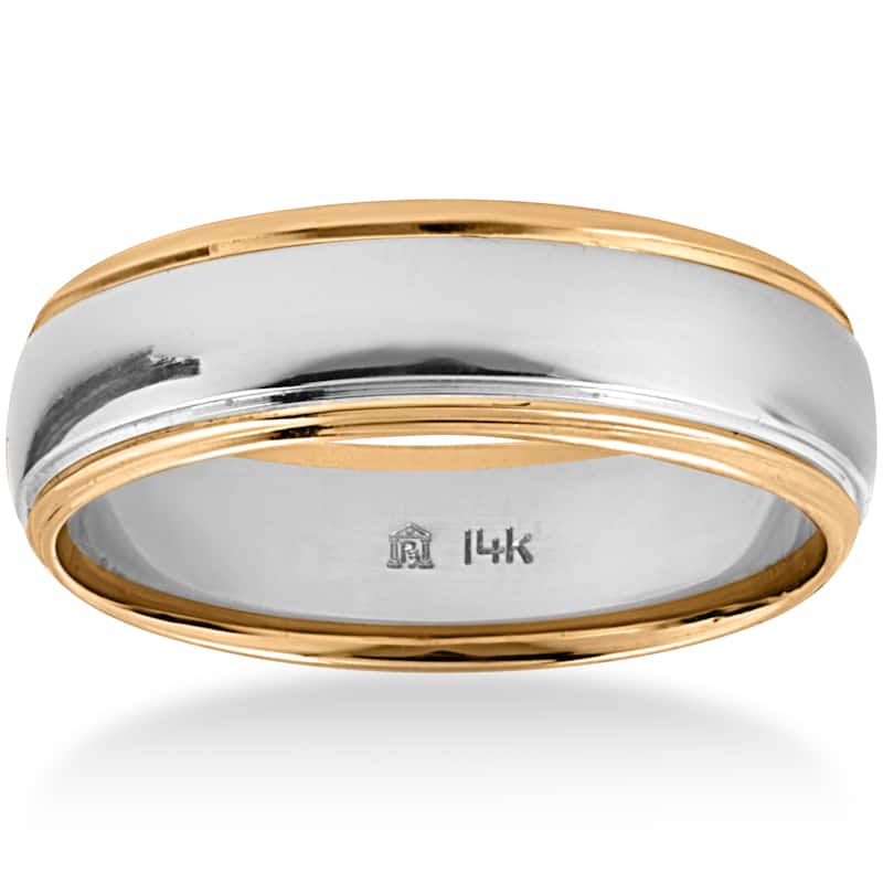 14k Two-Tone Gold Men's 6mm Polished Wedding Band