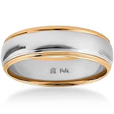 14k Two-Tone Gold Men's 6mm Polished Wedding Band