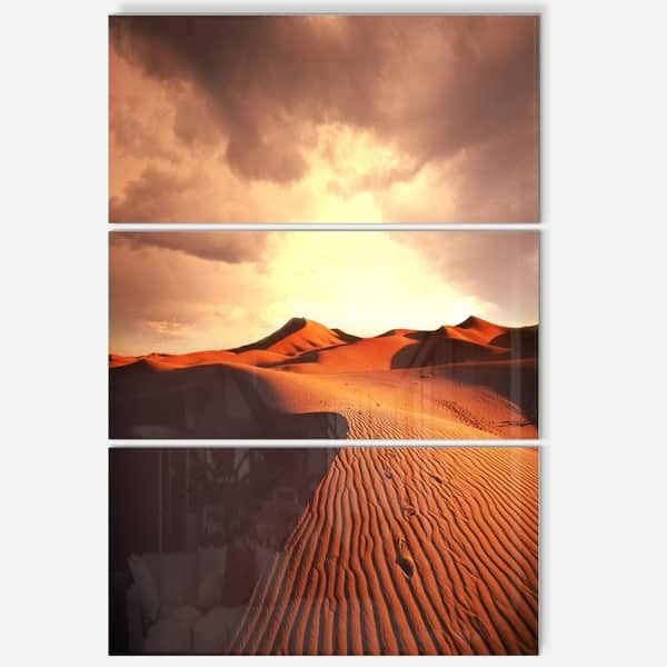 Designart 'brown Desert Dunes At Sunrise' Extra Large African Landscape 