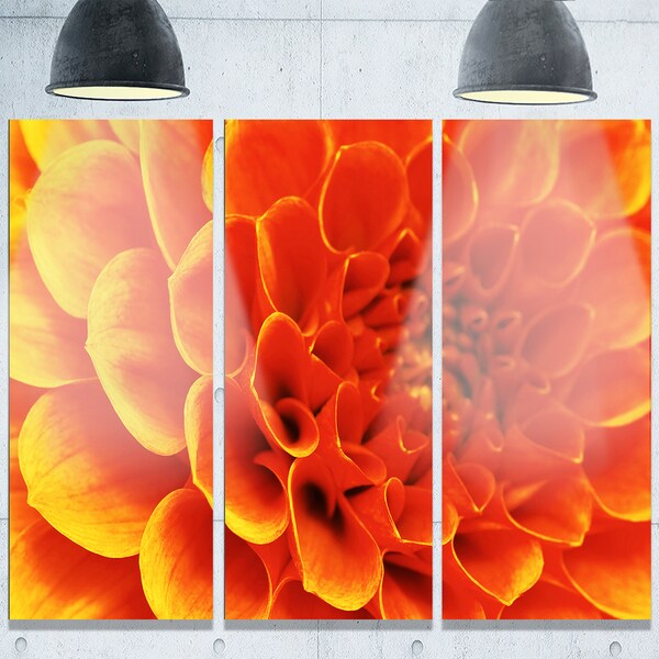Shop Designart 'Large Orange Flower and Petals' Modern Floral Glossy ...
