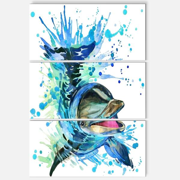 Designart Large Blue Dolphin Watercolor Contemporary Animal Art Metal Wall Art On Sale Overstock 14183600 Metal wall art animal silhouettes for home, rustic log cabin, mud room, or business. design art