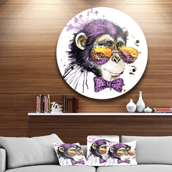 Designart 'Cool Monkey' Animal Glossy Metal Wall Art - Overstock - 14184657