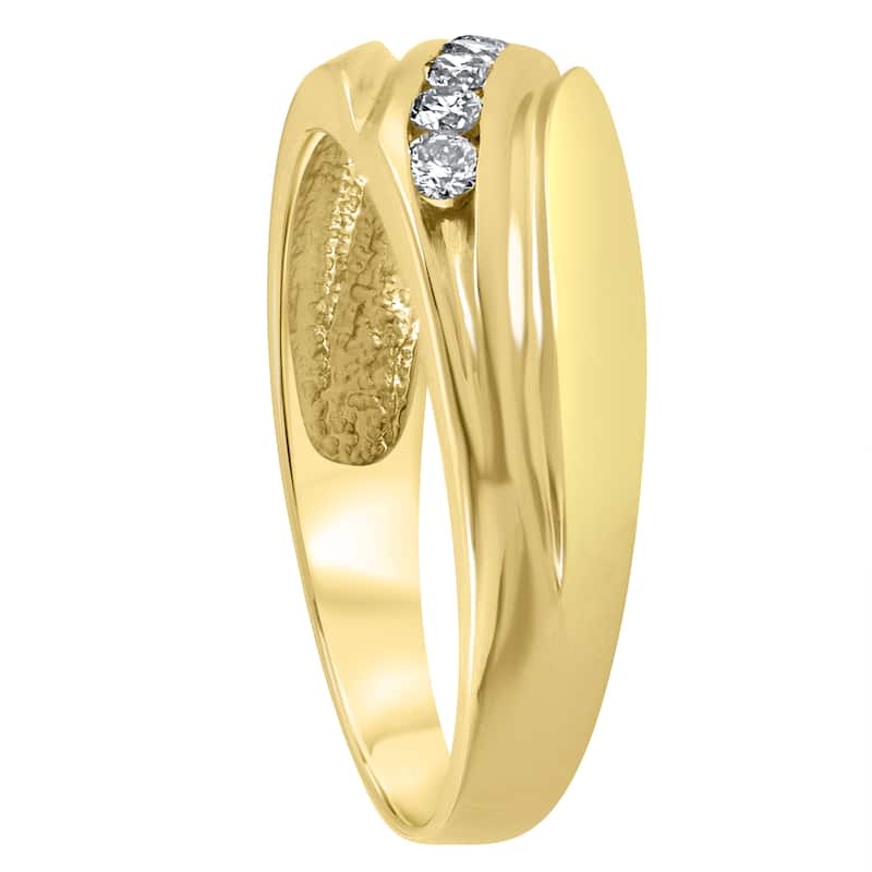 14K Yellow Gold 1/4 ct TDW Mens Diamond Wedding Ring