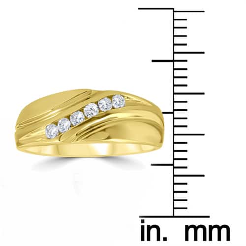 14K Yellow Gold 1/4 ct TDW Mens Diamond Wedding Ring