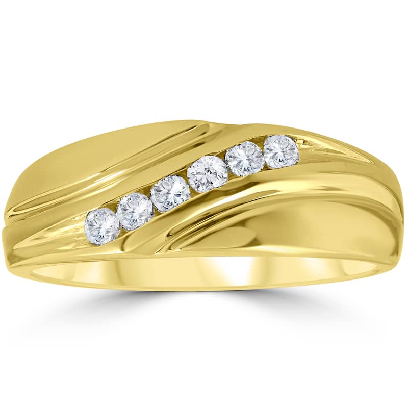 14K Yellow Gold 1/4 ct TDW Mens Diamond Wedding Ring