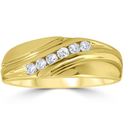 14K Yellow Gold 1/4 ct TDW Mens Diamond Wedding Ring