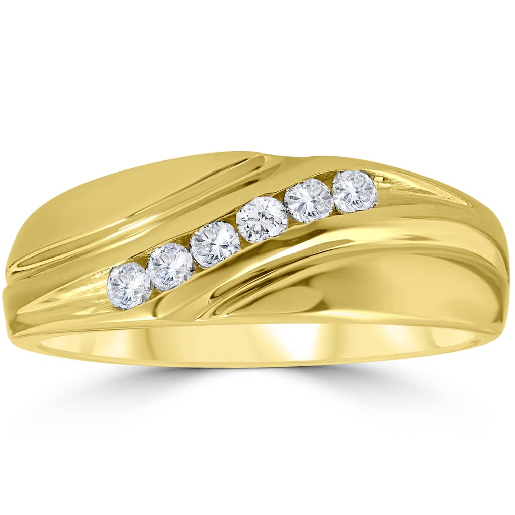 Bliss Diamond 14K Yellow Gold 1/4 ct TDW Mens Diamond Wedding Ring