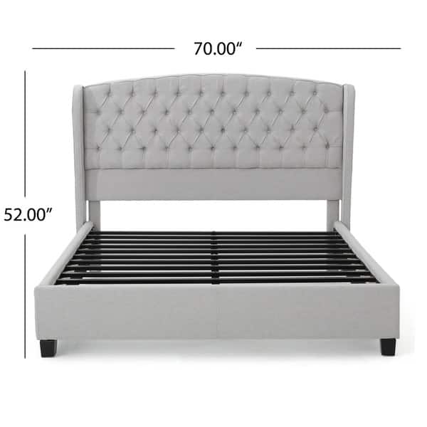 dimension image slide 1 of 6, Costello Upholstered Tufted Fabric Queen Bed Set by Christopher Knight Home