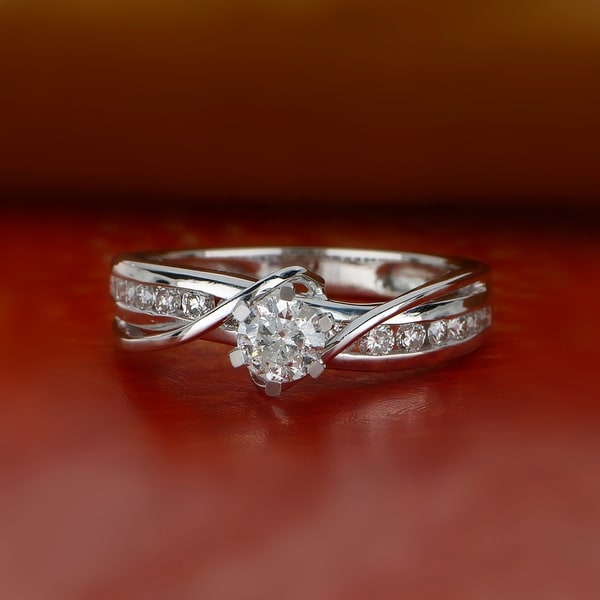 De Couer 14k White Gold 3/4 ct TDW Diamond Engagement Ring