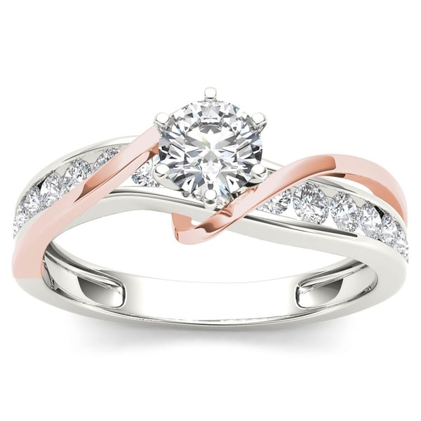 De Couer 14k Rose Two Tone White Gold 3/4 ct TDW Diamond Engagement Ring