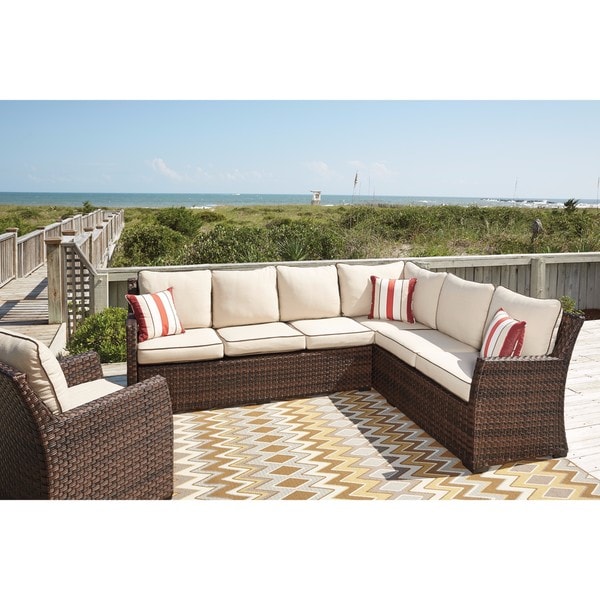 Shop Signature Design by Ashley Salceda Brown Outdoor Sofa ... Shop Signature Design by Ashley Salceda Brown Outdoor Sofa ... on Safavieh Outdoor Living Granton 5 Pc Living Set id=52574