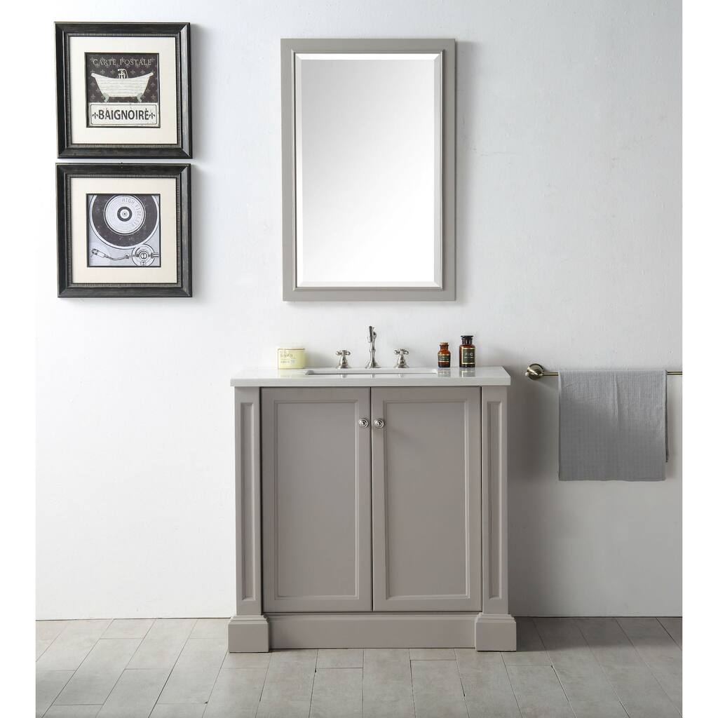 Legion Furniture Warm Grey Single Sink Vanity with Matching Mirror
