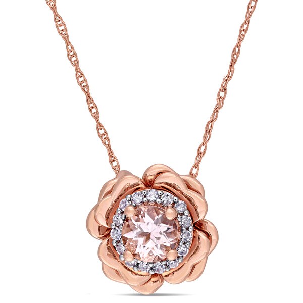 Shop Miadora 10k Rose Gold Morganite and Diamond Accent ...