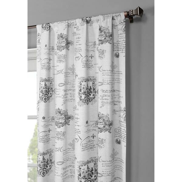 Window Elements Fleur De Lis Grey Cotton 96 Inch Extra Wide Window Elements Fleur De Lis Grey