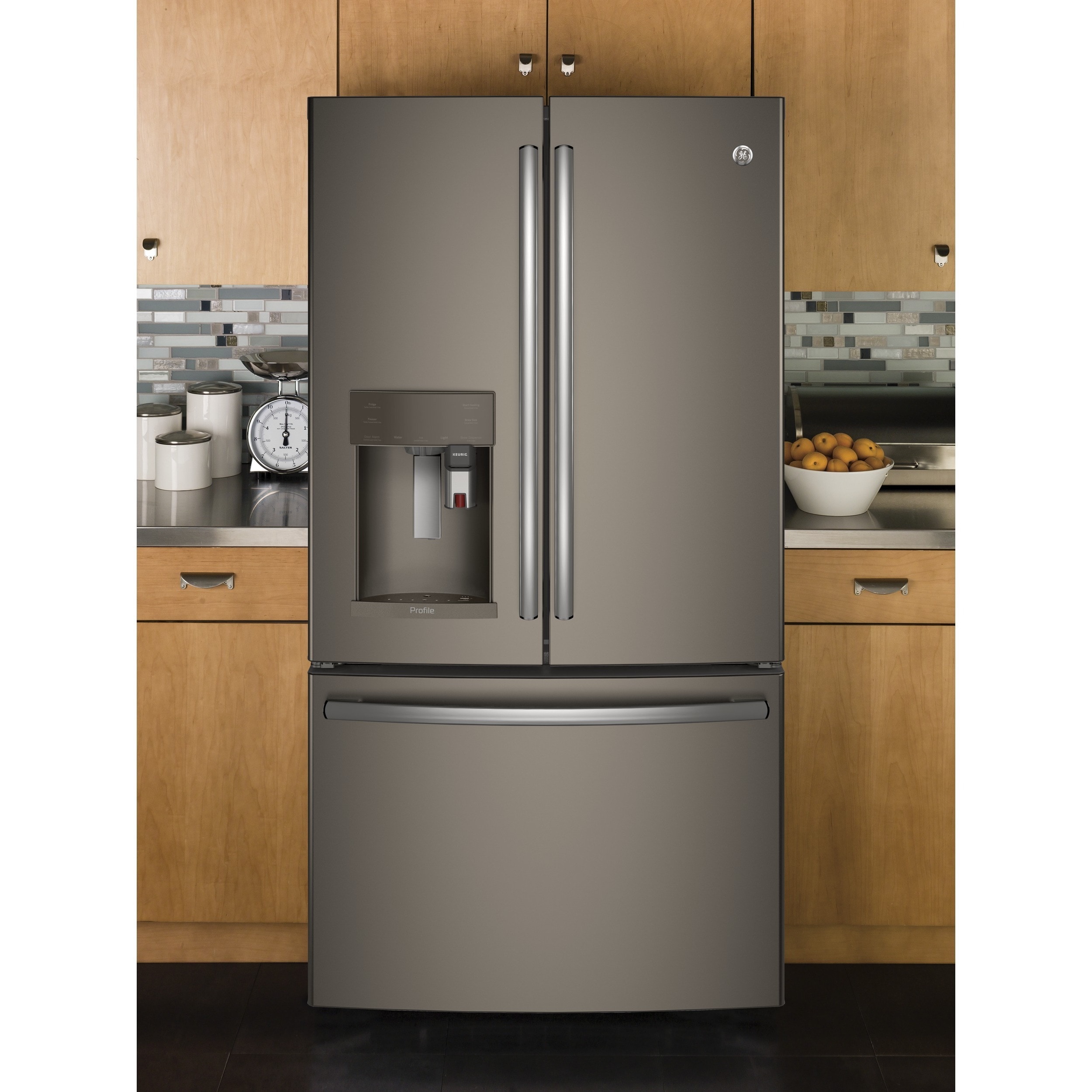 CFE28UP2MS1GE ENERGY STAR® 27.8 Cu. Ft. French-Door Refrigerator with Keurig®  K-Cup® Brewing System - King's Great Buys Plus