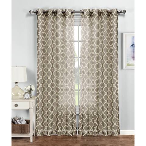 Window Elements Quatrefoil 96-inch Printed Sheer Extra-wide Grommet Curtain Panel