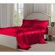 preview thumbnail 1 of 18, Miss Behave®.Charmeuse Satin Bed Sheet Set King - Red