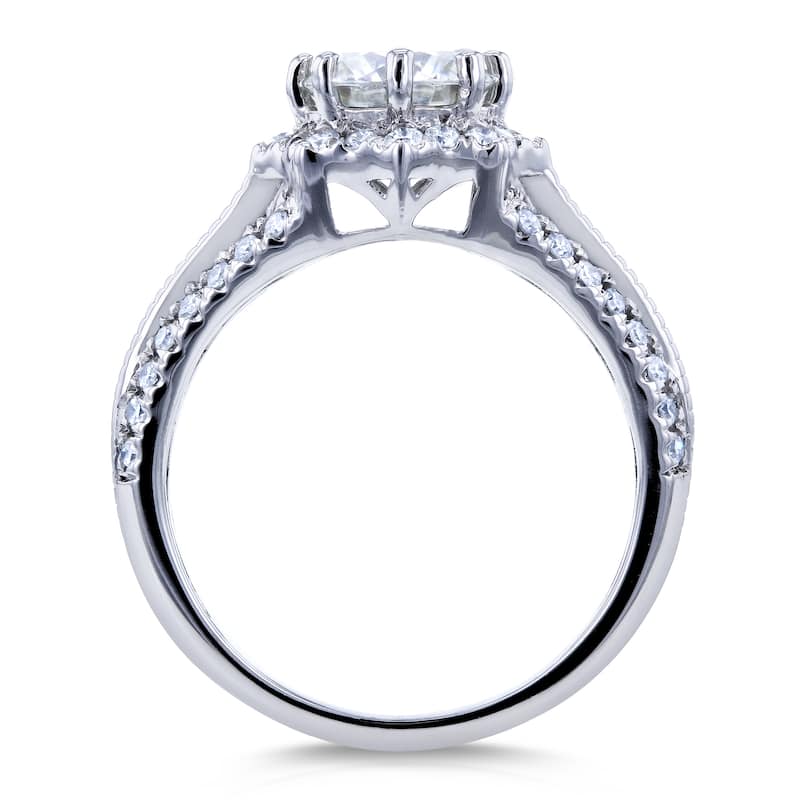 Annello by Kobelli 14k White Gold 1 1/3ct TGW Moissanite and Diamond Star Halo Ring (H-I, I1-I2)