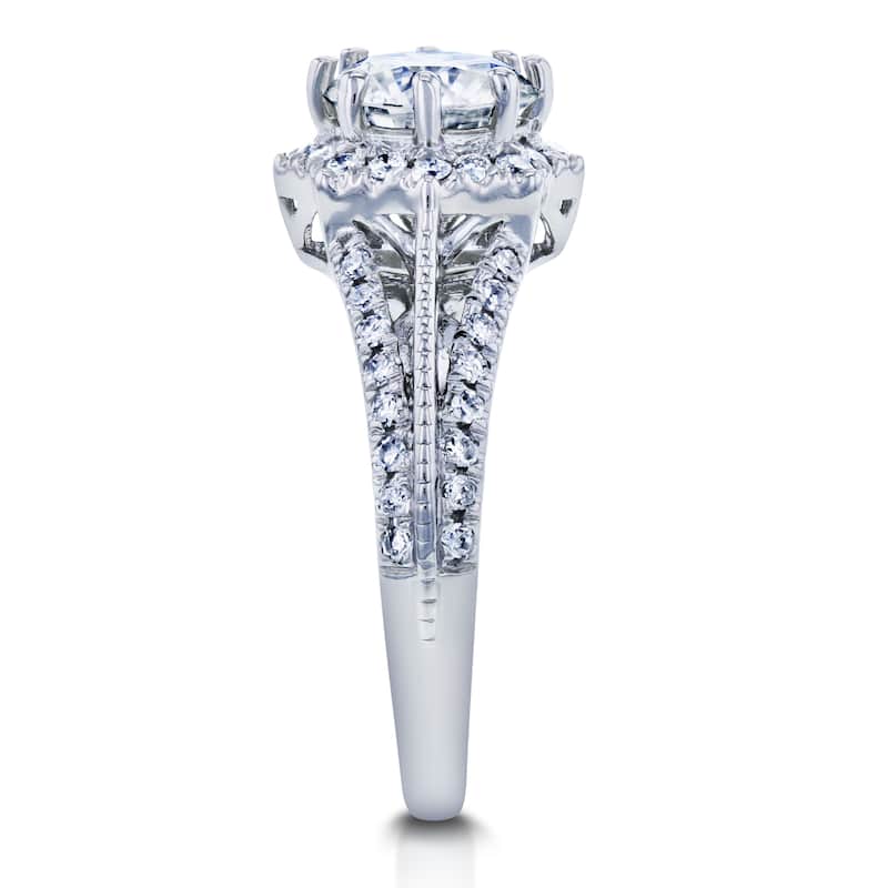 Annello by Kobelli 14k White Gold 1 1/3ct TGW Moissanite and Diamond Star Halo Ring (H-I, I1-I2)