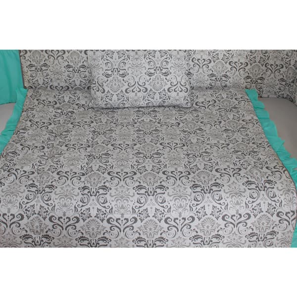 Damask Turquoise 10 Piece Crib Bedding Set Overstock 14193561