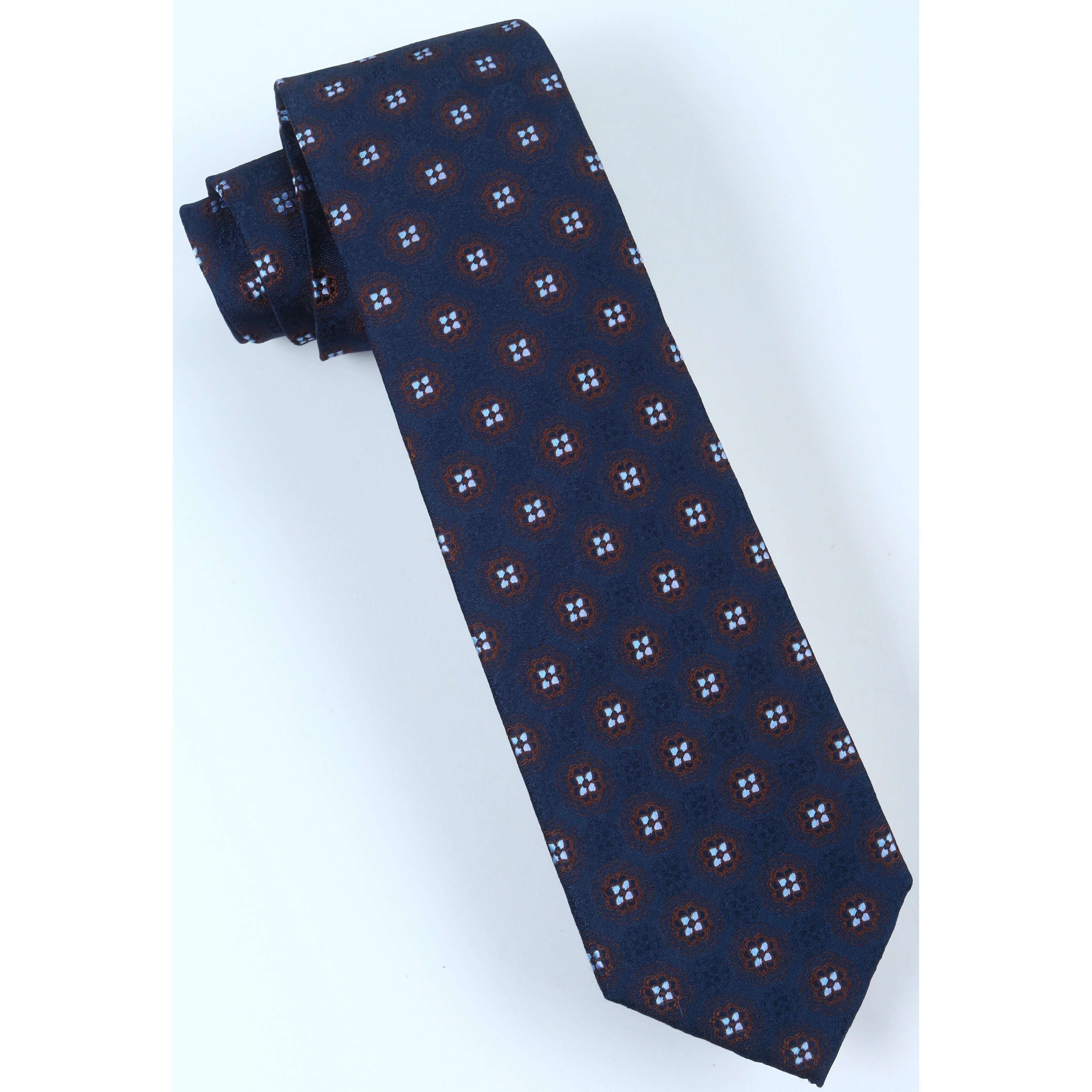 Brio Men's Navy/Brown Patterned Dress Tie