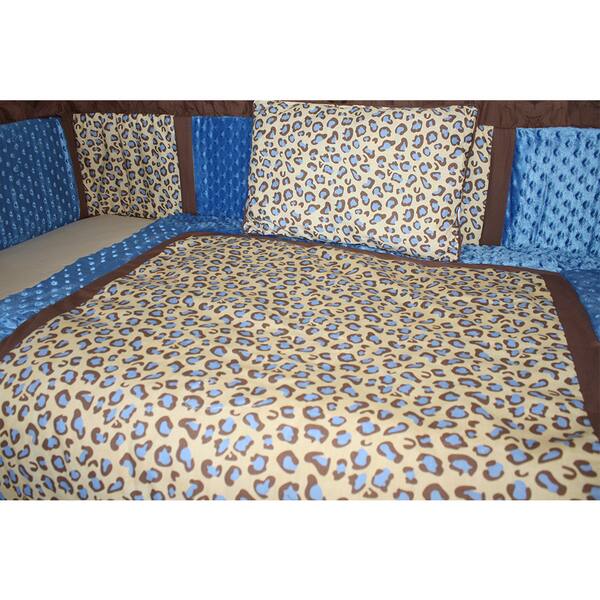 Shop Babyfad Leopard Blue 10 Piece Crib Bedding Set Overstock