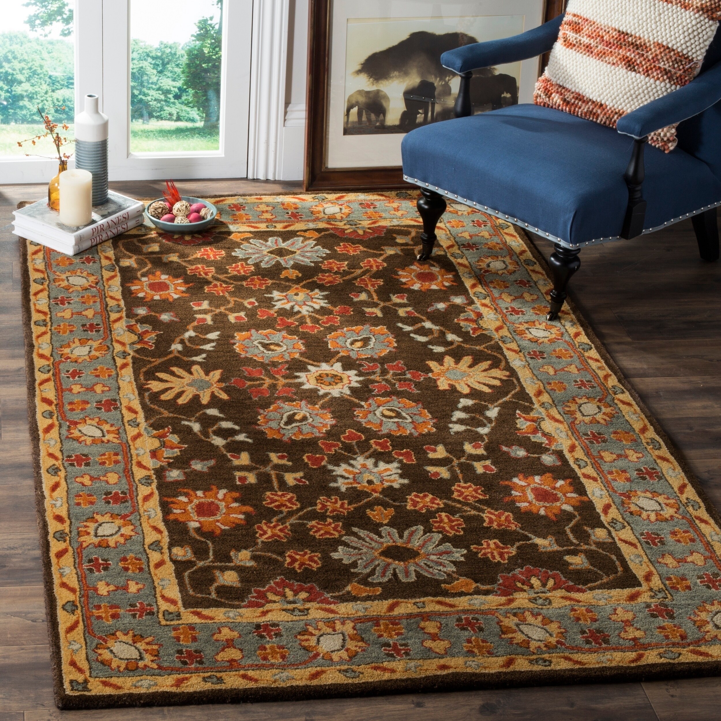 Shop Safavieh Heritage Hand-Woven Wool Charcoal / Blue Area Rug - 8' x